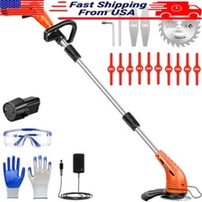 Cordless Weed Wacker 12V Grass Trimmer 3 Blades Battery Powered Lawn Tool New