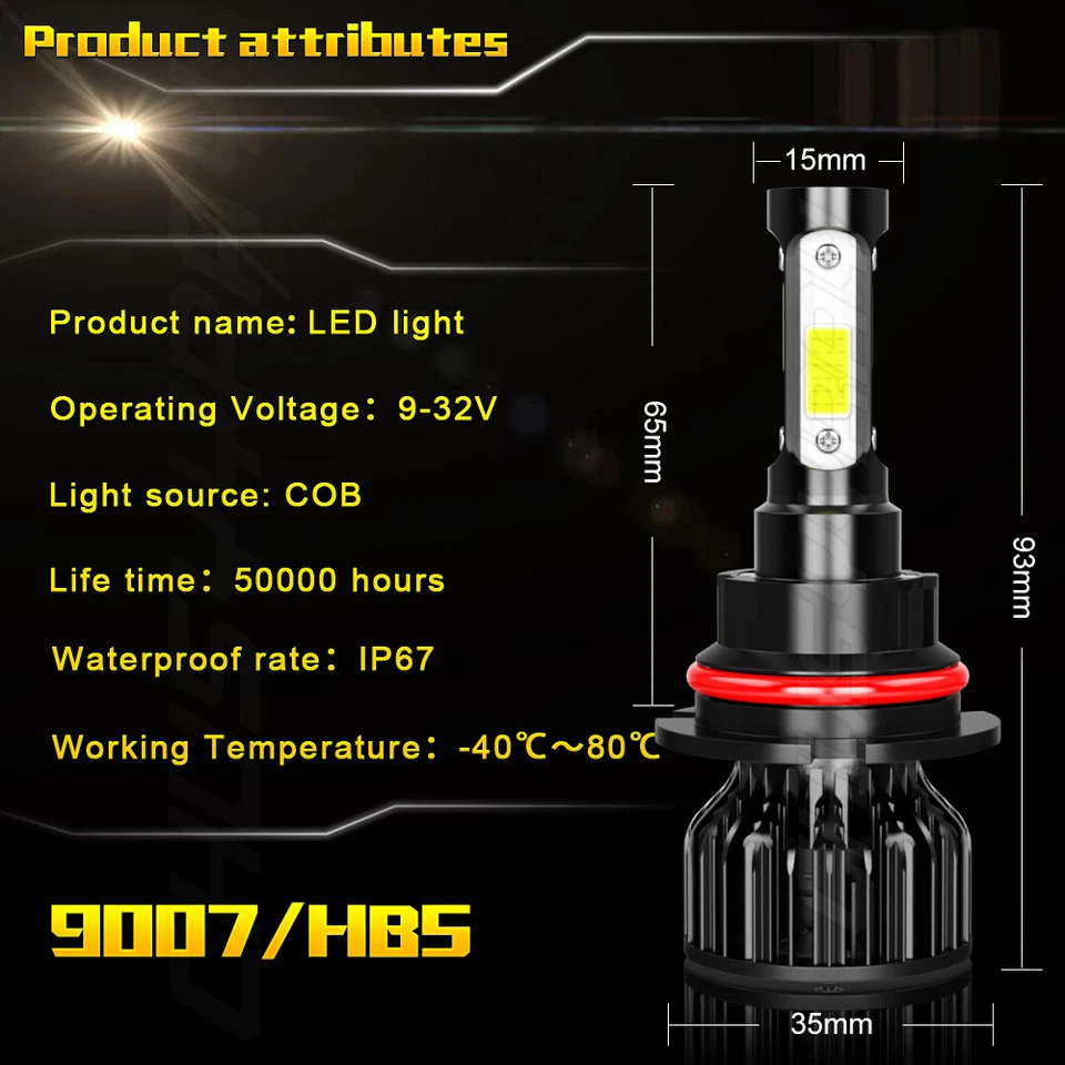 For Ford Mustang Gt Svt Cobra 1994-2004 - 4X LED Headlight + Fog Light Bulbs GL - Image 2 of 4