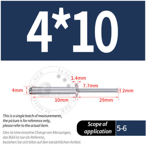 POP RIVETS ALUMINIUM BODY STEEL MANDREL OPEN END DOME HEAD 2mm 2.4mm 4mm - 6.4mm - Picture 73 of 174