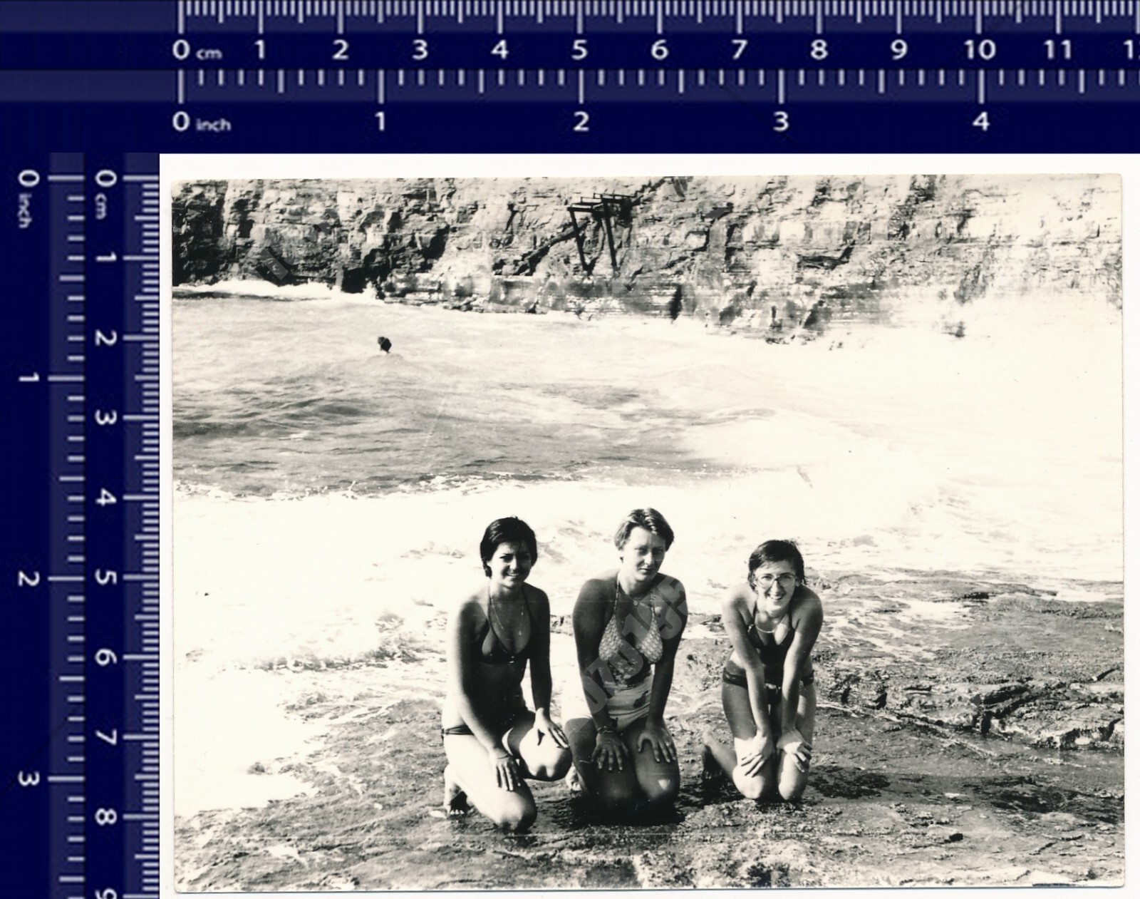 Three Women Beach Ladies Females Swimsuit Swimwear Vintage Photo Original