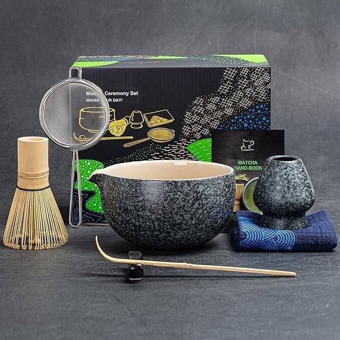 Juego de batidor de matcha negro juego de matcha de 7 piezas kit de matcha.nuevo