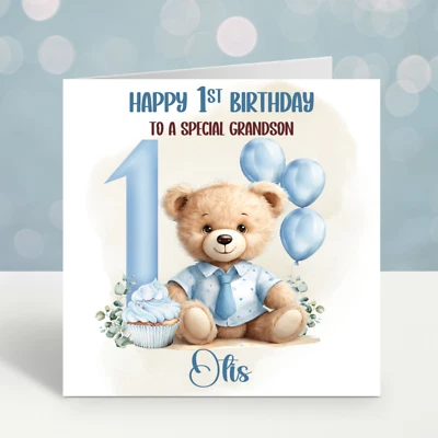 OPALDESIGNS 1st Birthday Card Personalised Son Grandson Boys Nephew Cousin Brother