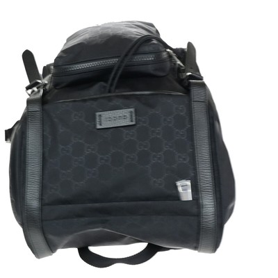 GUCCI Logo GG Pattern Backpack Bag Nylon Leather Black SHW  display picture 1