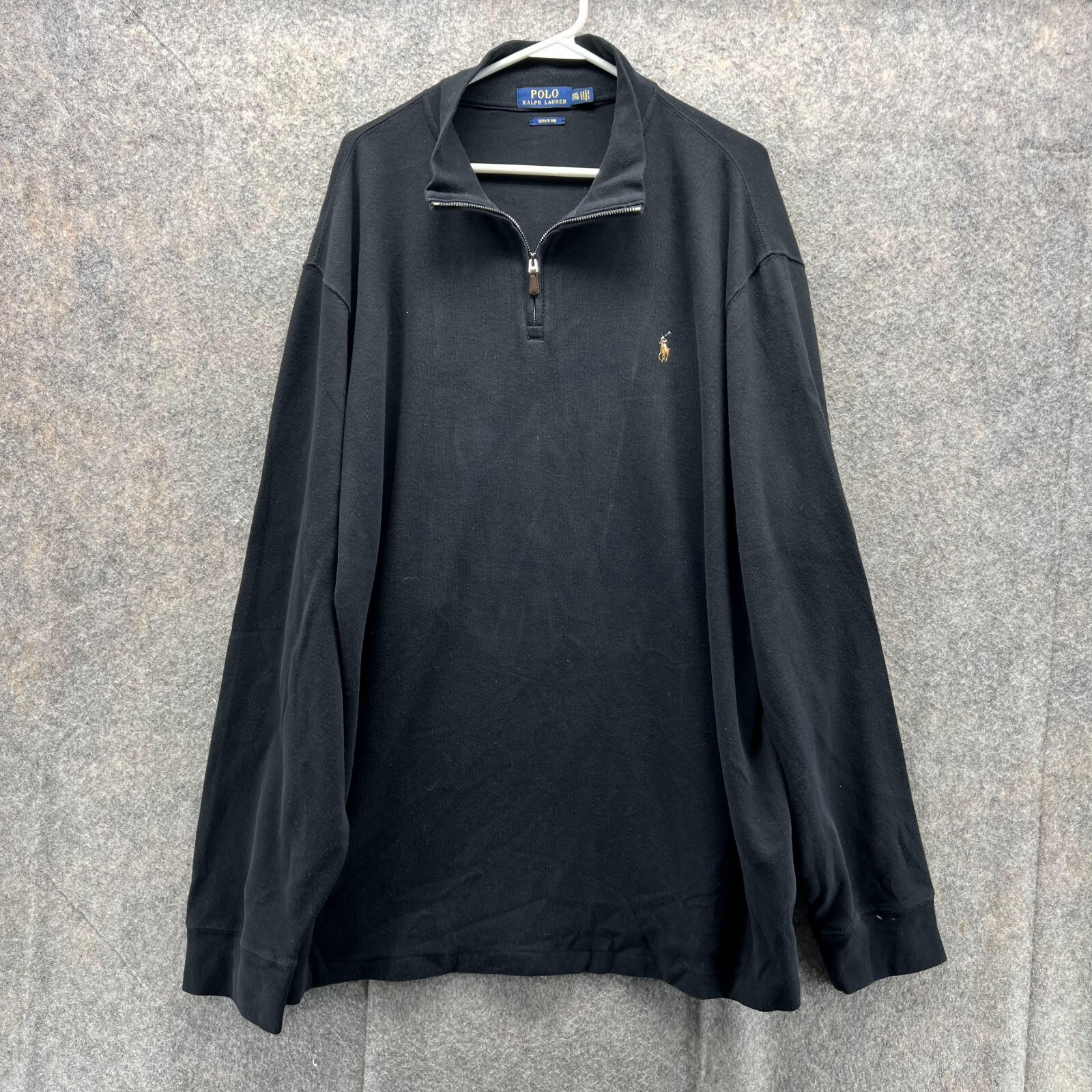 Polo Ralph Lauren Camicia Uomo XXL Manica Lunga Nero Casual 1 4 Cerniera Costola Pony