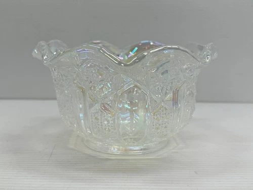 Vintage L E Smith Clear Iridescent Carnival Glass Bowl