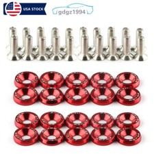 20PCS Red M6 Fender Bumper Washer Bolt Engine Bay Dress Up Kit Aluminum