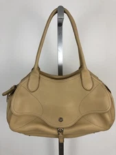 COLE HAAN Village Collection SP06 Beige Pebbled Leather Shoulder Bag