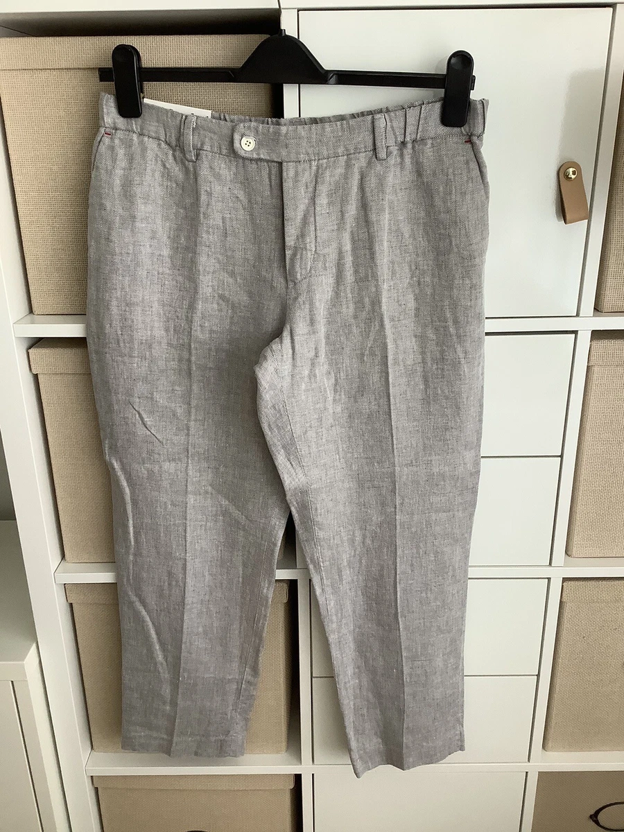 ines de la fressange uniqlo trousers Womens smart grey linen L new