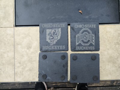 Ohio State Buckeyes Laser Engraved slate coasters,  Set Of 6