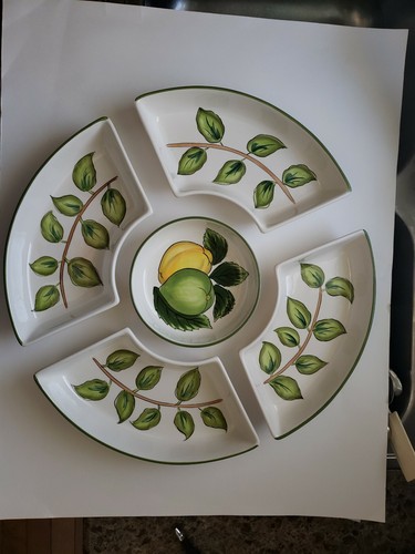 5 Pc Vintage Relish Condiment Dishes Lemon Wreath Ceramic Tabletops Replacement - Picture 6 of 8