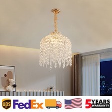 16'' 5 Light Pendant Gold Cascading Crystal Ceiling Chandelier Kitchen Fixture