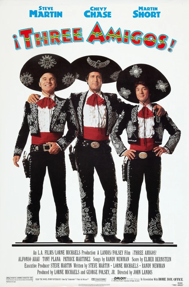The Three Amigos poster : 11" x 17" : Steve Martin, Chevy Chase, Martin Short