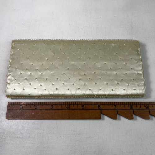 Vintage Beaded Evening Clutch Iridescent Sequins Made Hong Kong Cream - Picture 13 of 20