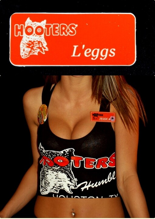 Hooters Uniform  L'eggs Name Tag Pin Sexy Hot Badge Costume lingerie Extra