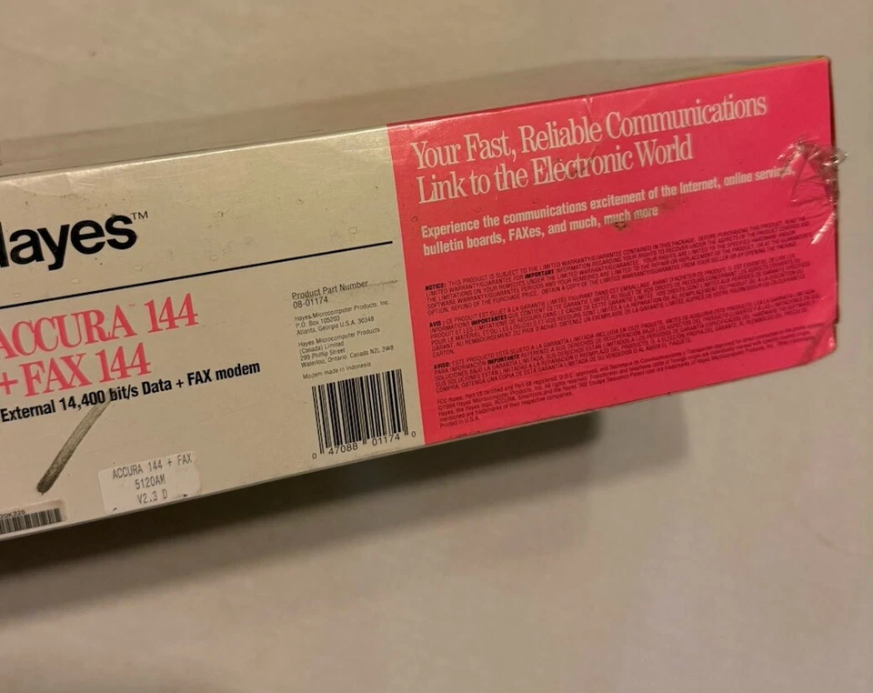 1995 Hayes ACCURA 144 + FAX 144 External Modem 5300AM For PC Brand New - Image 4 of 4