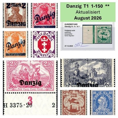 Danzig Briefmarke Postfrisch 1 1.Wahl Michel 1-150 Fischer 1-144 ** Mint MNH