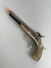 1950s Hubley Pirate Toy Pistol Double Barrel Cast Iron 9" Cap Gun VTG Working EX