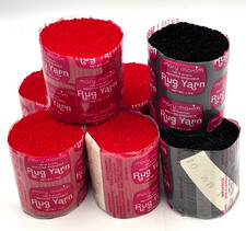 Mary Maxim Latch Hook Rug Yarn Lot 10 Red 22 Black 01 Pre-Cut VTG 100 Acrylic