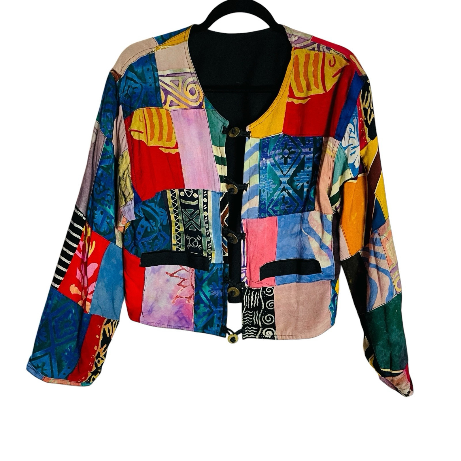 Handmade Quilted Patchwork Jacket Womens S/M Colo… - image 1