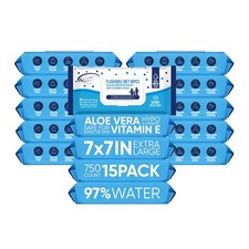 Flushable Wipes 750 Ct for Adult and Kid, XL 7 x 7 in with Aloe Vera  Vitamin E