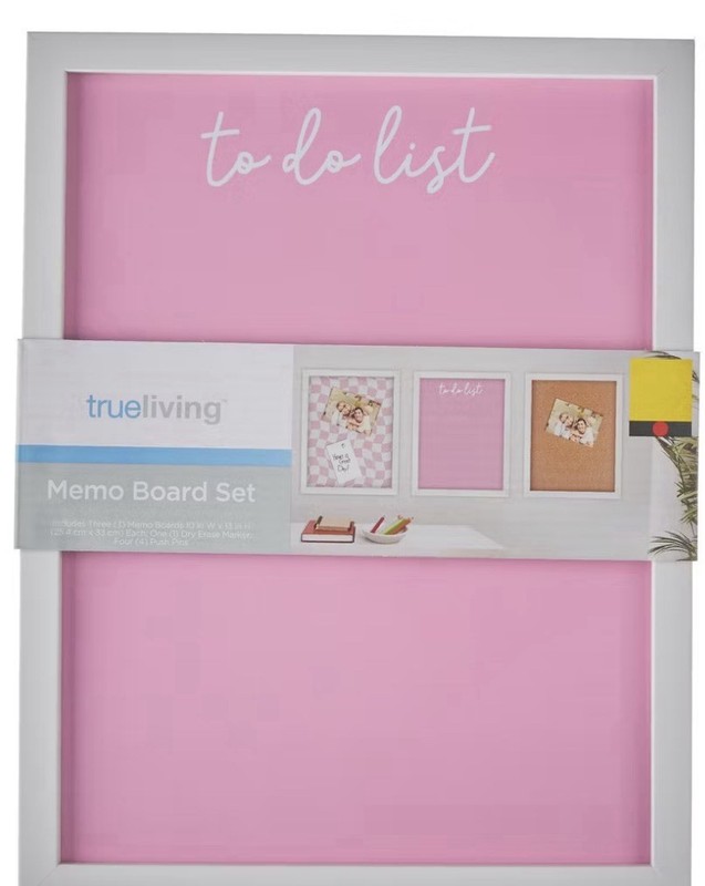 trueliving Memo Board Set Pink White To Do List Checkerboard Fabric Cork Modern