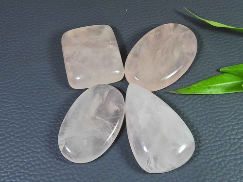 286Cts AAA Rose Quartz Mix Crystal Cabochon Loose Gemstone 4Pcs Lot 31-41MM - Picture 3 of 9