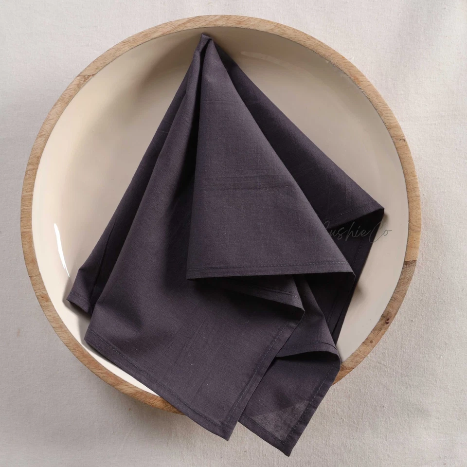 Wedding Napkin Charcoal Cotton Napkin Set of 20 Pc Table Decor,Bulk Napkin - Image 2 of 4