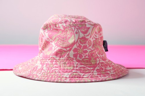 Patagonia Baby Sun Hat Floral Pattern Pink Reversible Chin Strap