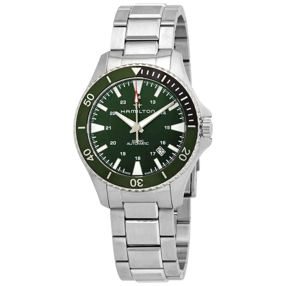 Reloj para hombre Hamilton caqui azul marino automático esfera verde bisel Sprite H82375161
