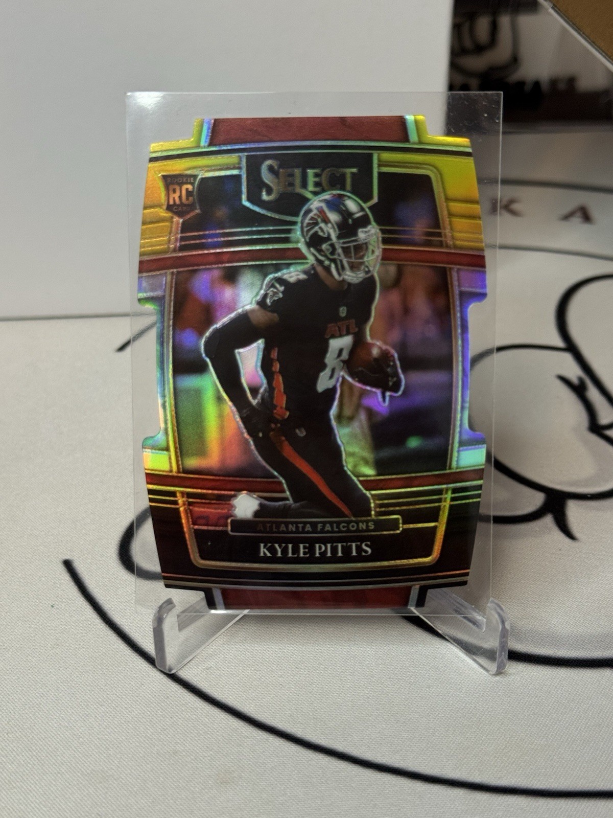 2021 Panini Select - Concourse Kyle Pitts #46 Red & Yellow Prizm Die-Cut (RC)