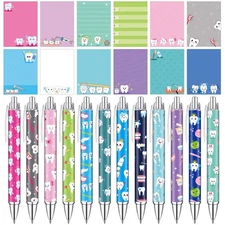 24 Pcs Dental Pens and Notepad Set Teeth theme Gifts Dentist Assistant Access...