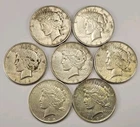 Lot Of 7 Peace Silver Dollars 1922, 1923, 1925, 1927 90% Silver