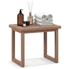 19" Teak Wood Shower Bench 2-Tier Waterproof Bath Spa Stool for Indoor  Outdoor