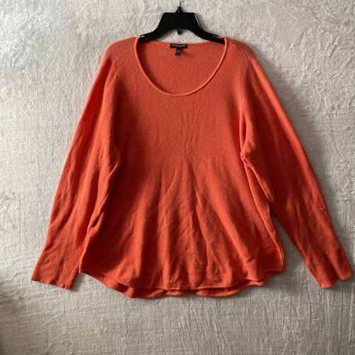 Eileen Fisher Womans Sweater Top Orange Plus 2X Solid Long Sleeve Cashmere Blend - 第 1/10 張圖片