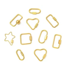 12x Keychain Clasp Stainless Steel Snap Clasps Screw Carabiner Lock Charms Gold