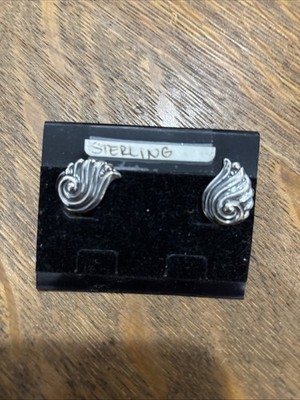 danecraft sterling earrings Antique Art Deco Floral Screw Back