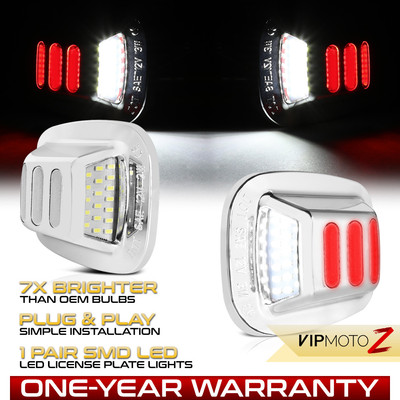 RED STRIP LED Chrome License Plate Tag Light Lamp For 92-99 GMC Suburban Yukon