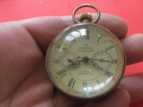 ANTIQUE OMEGA SPEEDMASTER ,CO .AXIAL , CHRONOMETER POCKET GLASS BALL WATCH
