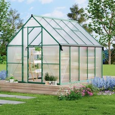 8x10 FT Greenhouse, Polycarbonate Walk-in Greenhouse, with Adjustable Roof Vent