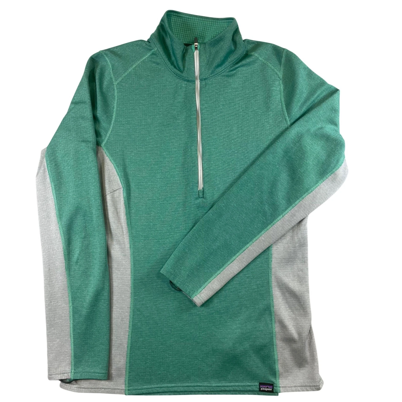 Patagonia Capilene Midweight Baselayer Womens Small Green Gray 1/4 Zip Polartec