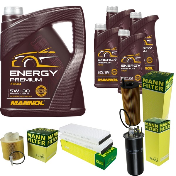Mann Inspektionspaket 9L Mannol Energy Premium 5W-30 FüR Audi A6 Allroad 3.0 TDI-image
