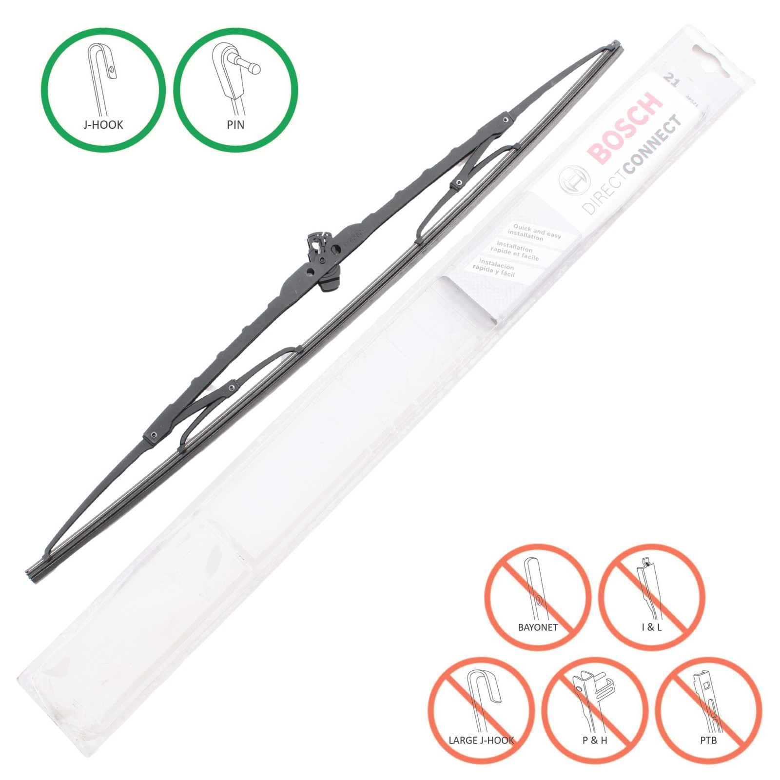 Bosch Automotive 40521 Direct Connect Windshield Wiper Blade 21 Conventional