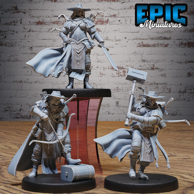 D&D Miniature - Half-Orc Female Adventure Set 3D Model Print DnD Figur 3 Figuren