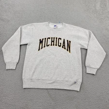 Michigan VTG Sweatshirt Mens Medium Russell Athletic Gray Graphic Made in USA