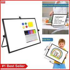 Double Sided Dry Erase Board 16x12 Inch Magnetic Whiteboard Wall Mount Portable
