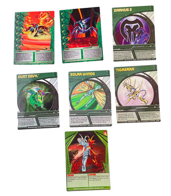 MIXED LOT OF 7 BAKUGAN GREEN ABILITY CARDS 2008 - 2009 - 2011 BATTLE BRAWLERS