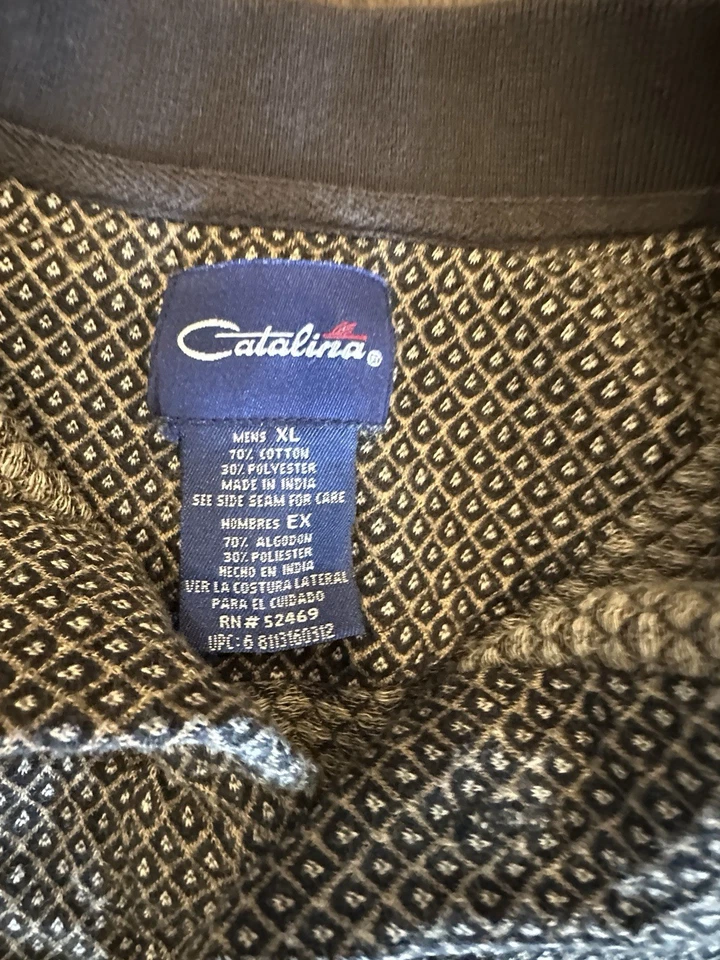 Polo de golf Catalina de colección para hombre estampado argyle clásico años 90 papá vibra talla XL Foto 3 de 4