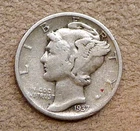 1937-P Mercury Head Dime 10 Cents Silver Coin