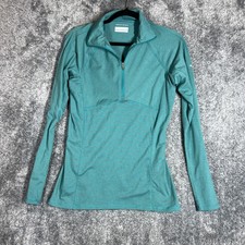 Columbia Pullover Womens M Green 1/4 Zip Omni-Wick Striped Lightweight