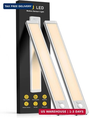 MCGOR 10inch Under Cabinet Lighting, 2 Pack Rechargeable Motion Sensor Light Ind